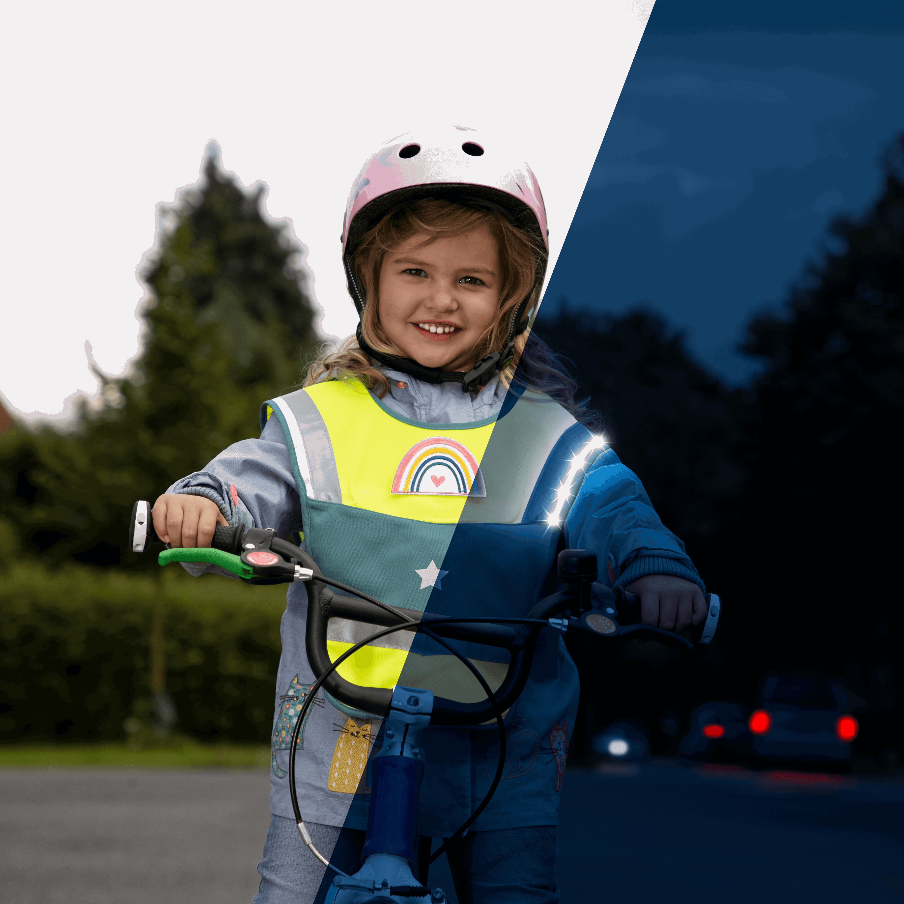 LED Wanweste für Kinder von heyReflect im Straßenverkehr