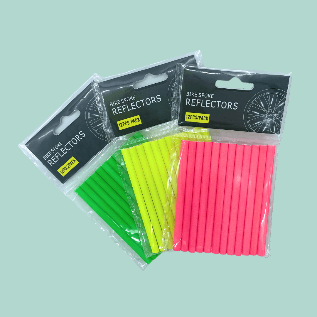 Speichenreflektoren Sets in Verpackung – Farben: pink, grün und gelb