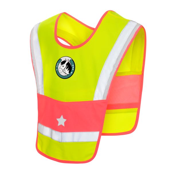 LED Warncape für Kinder rosa mit Pferd-Patch